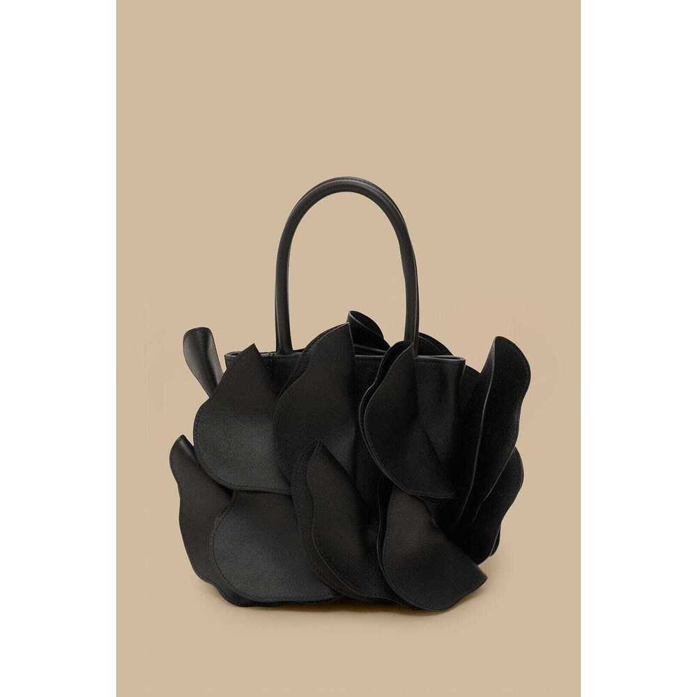 Black Leather Flower Bag